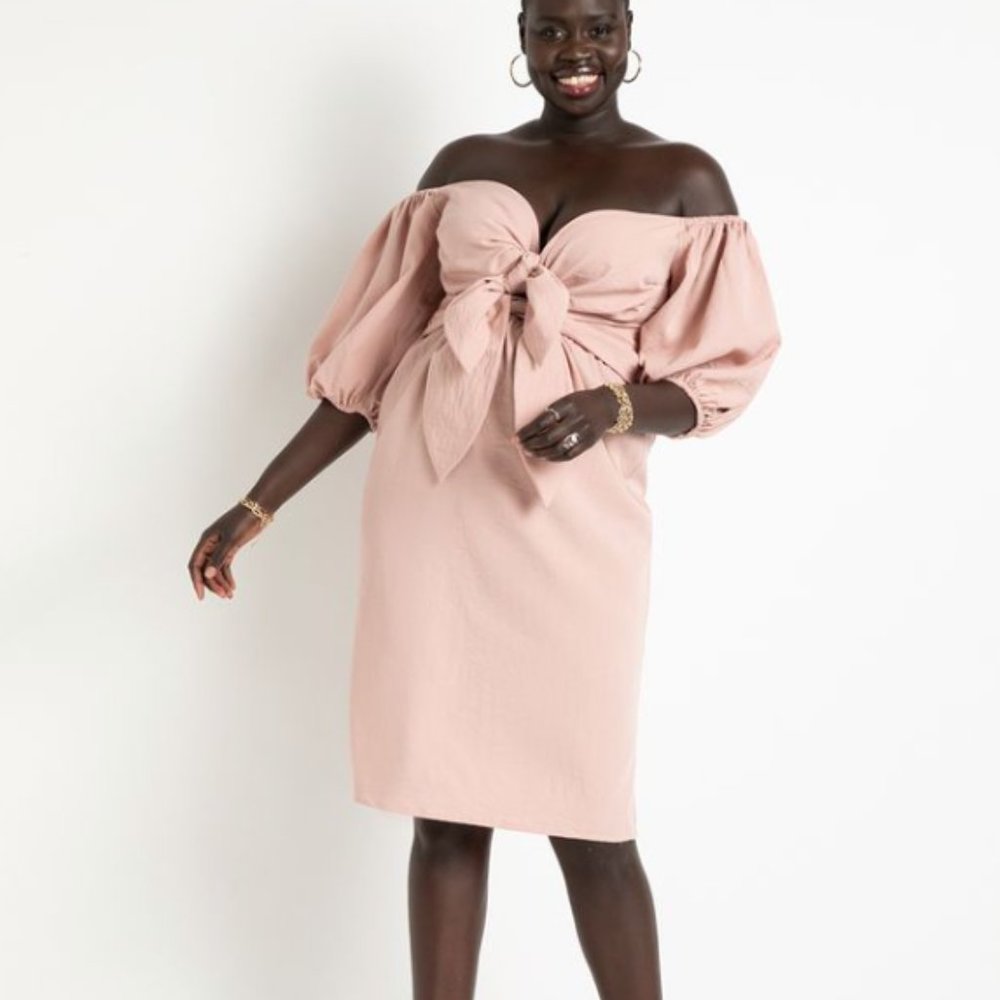ELOQUII - Tie Bodice Off The Sholder Dress